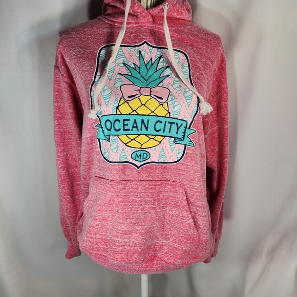 New York Area Code 212 Ocean City MD Pink Pullover Hoodie Size Medium - Picture 3 of 8